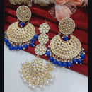 Vaamika Kundan & Beads  Dangler Earrings With Maang Tikka
