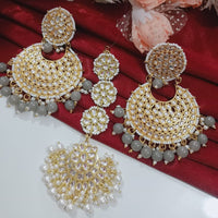 Vaamika Kundan & Beads  Dangler Earrings With Maang Tikka
