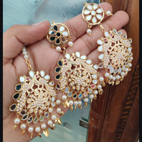 Vaamika Mirror Dangler Earrings With Maang Tikka