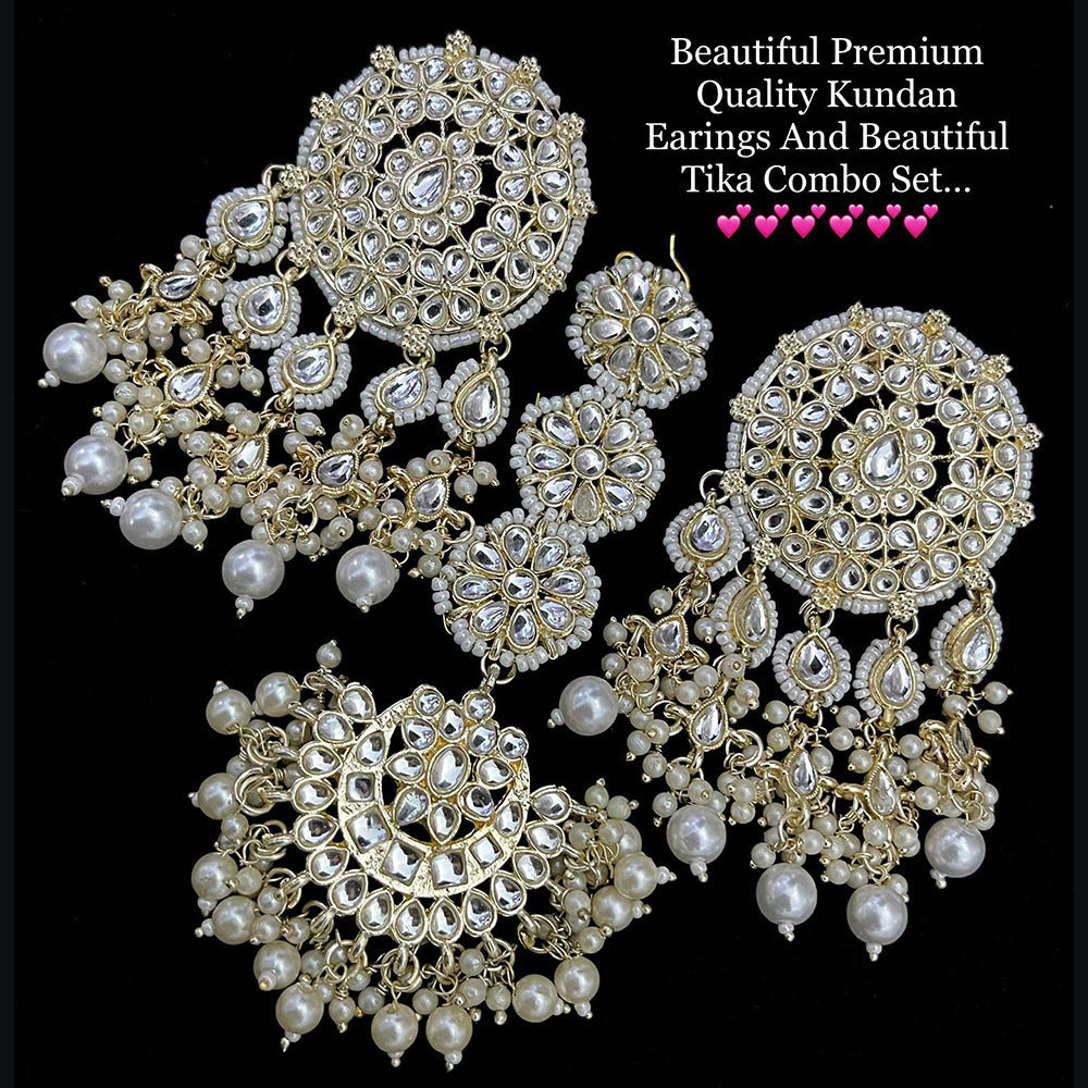 Vaamika Kundan Stone  Dangler Earrings With Maang Tikka