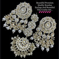 Vaamika Kundan Stone  Dangler Earrings With Maang Tikka