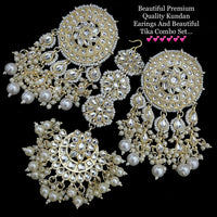 Vaamika Kundan Stone  Dangler Earrings With Maang Tikka