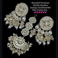 Vaamika Kundan Stone  Dangler Earrings With Maang Tikka