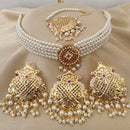 Vaamika Gold Plated Pearl Choker Necklace Set - 10601385