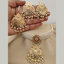 Vaamika Gold Plated Peral Choker Necklace Set - 10601393