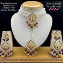 Vaamika Gold Plated Pearl Choker Necklace Set - 10601395