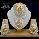 Vaamika Gold Plated Pearl Choker Necklace Set - 10601396