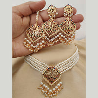 Vaamika Gold Plated Peral Choker Necklace Set - 10601398