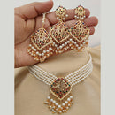 Vaamika Gold Plated Pearl Choker Necklace Set - 10601398