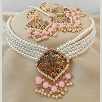 Vaamika Gold Plated Pearl Choker Necklace Set - 10601400