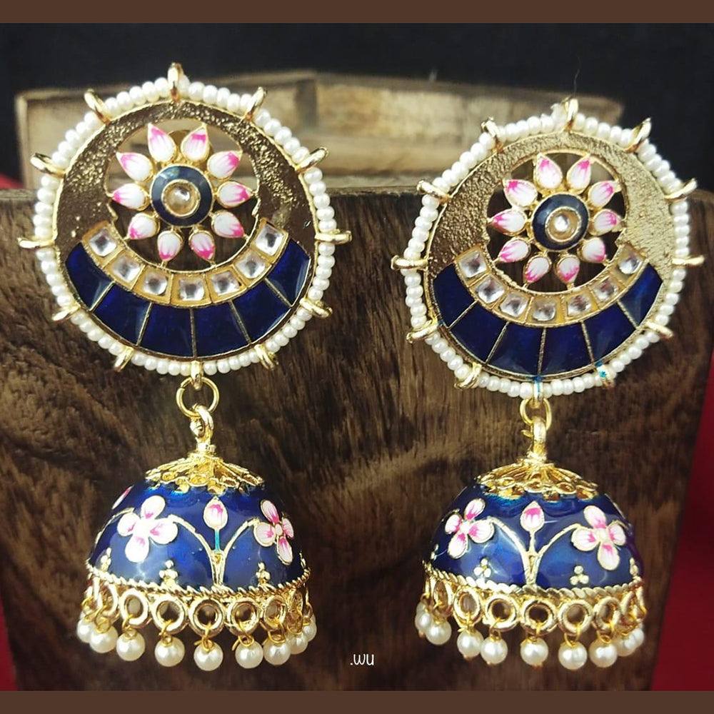 Shagna Gold Plated Meenakari & Kundan Jhumki Earrings