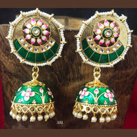 Shagna Gold Plated Meenakari & Kundan Jhumki Earrings