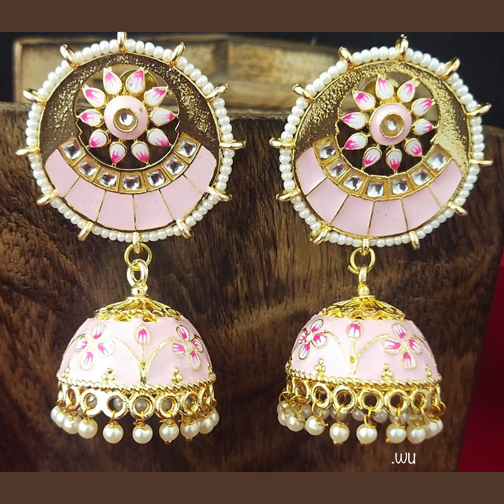 Shagna Gold Plated Meenakari & Kundan Jhumki Earrings