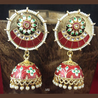 Shagna Gold Plated Meenakari & Kundan Jhumki Earrings