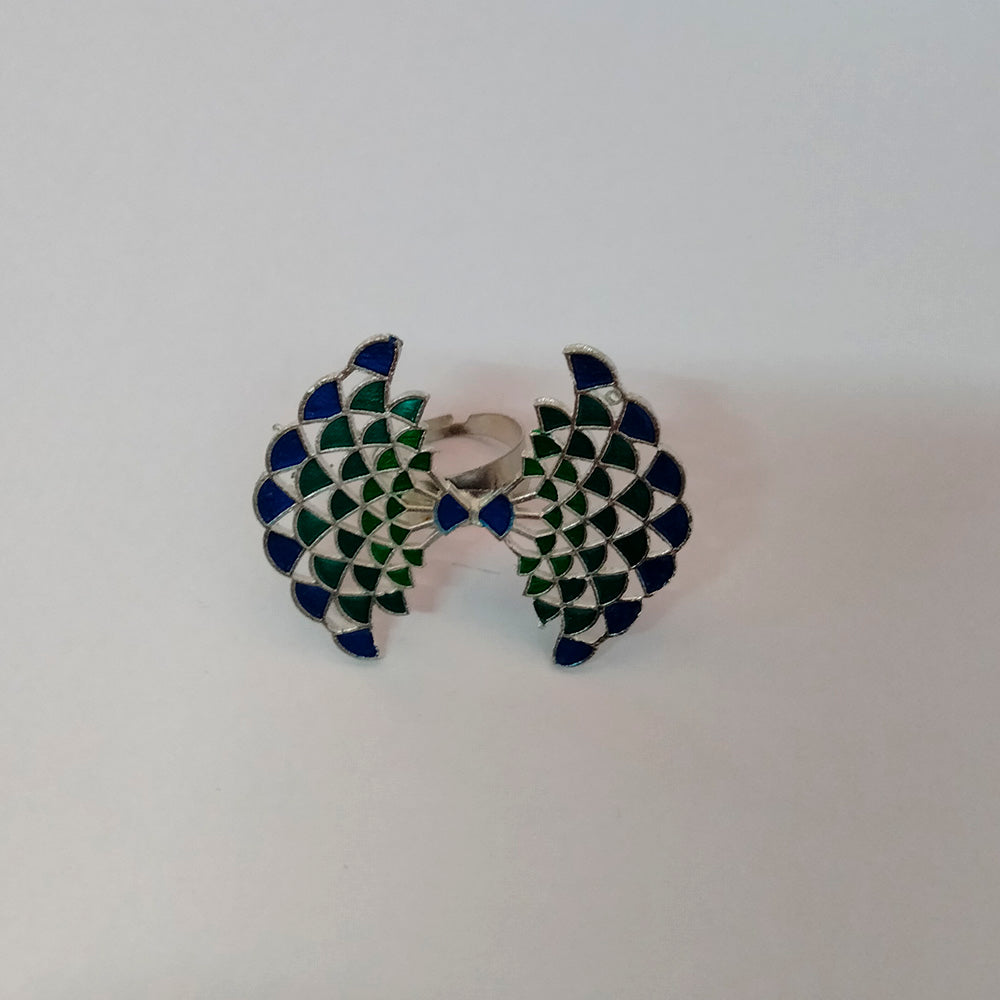 Bhavi Jewels Oxidized Plated Adjustable Finger Ring