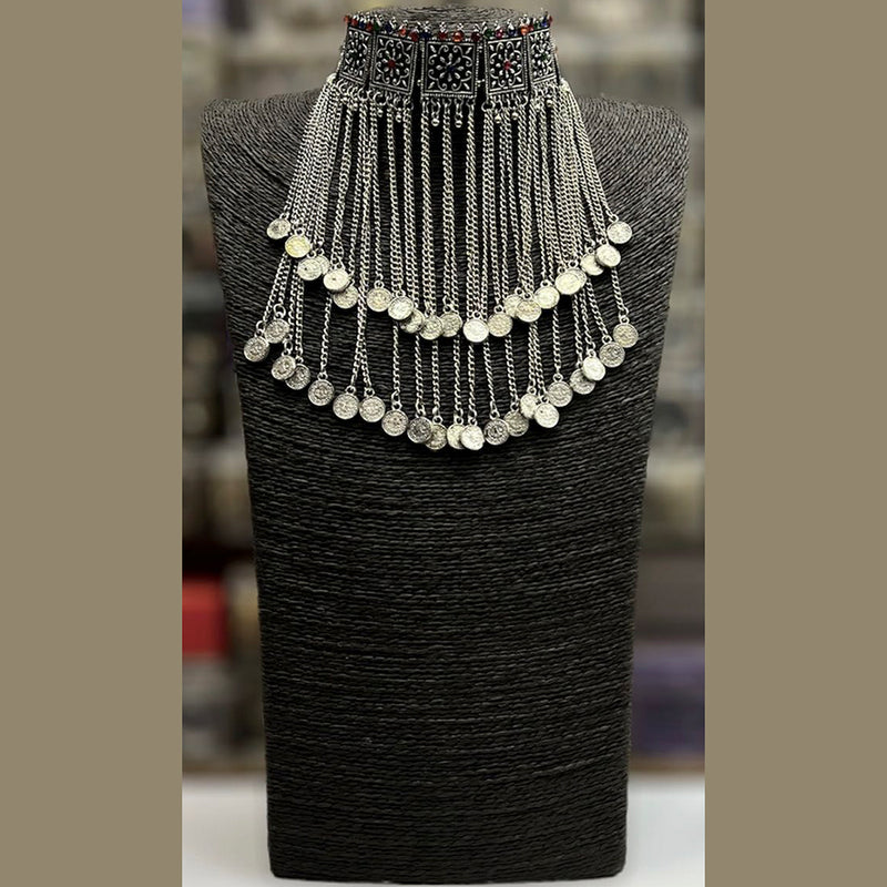 Blythediva Oxidized Plated Haram Necklace Set