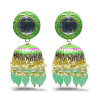 Blythediva Gold Plated Meenakari Jhumkis Earrings