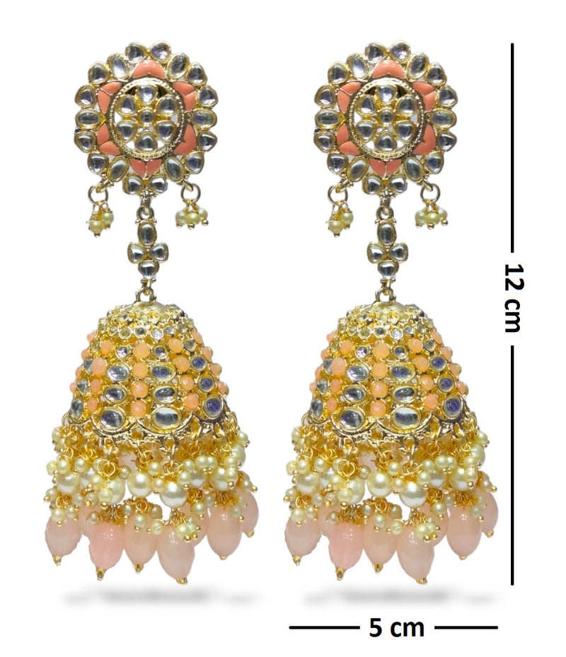 Blythediva Gold Plated Kundan Jhumkis Earrings