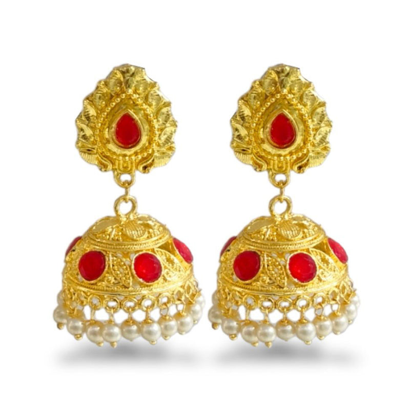 Blythediva Gold Plated Kundan Stone Jhumkis Earrings