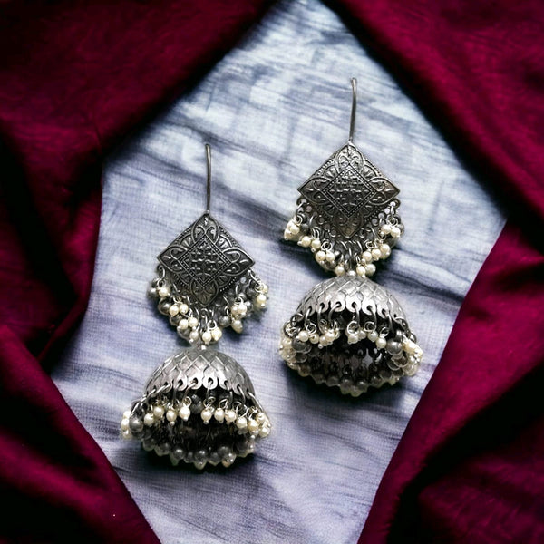 Blythediva Oxidised Plated Jhumki Earrings