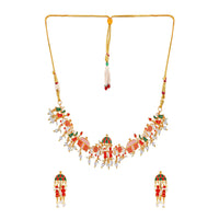 H K Fashion Gold Plated Meenakari Doli Barat Necklace Set