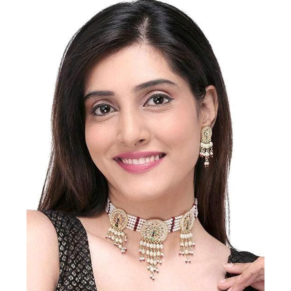 H K Fashion Pearl Choker Necklace Set