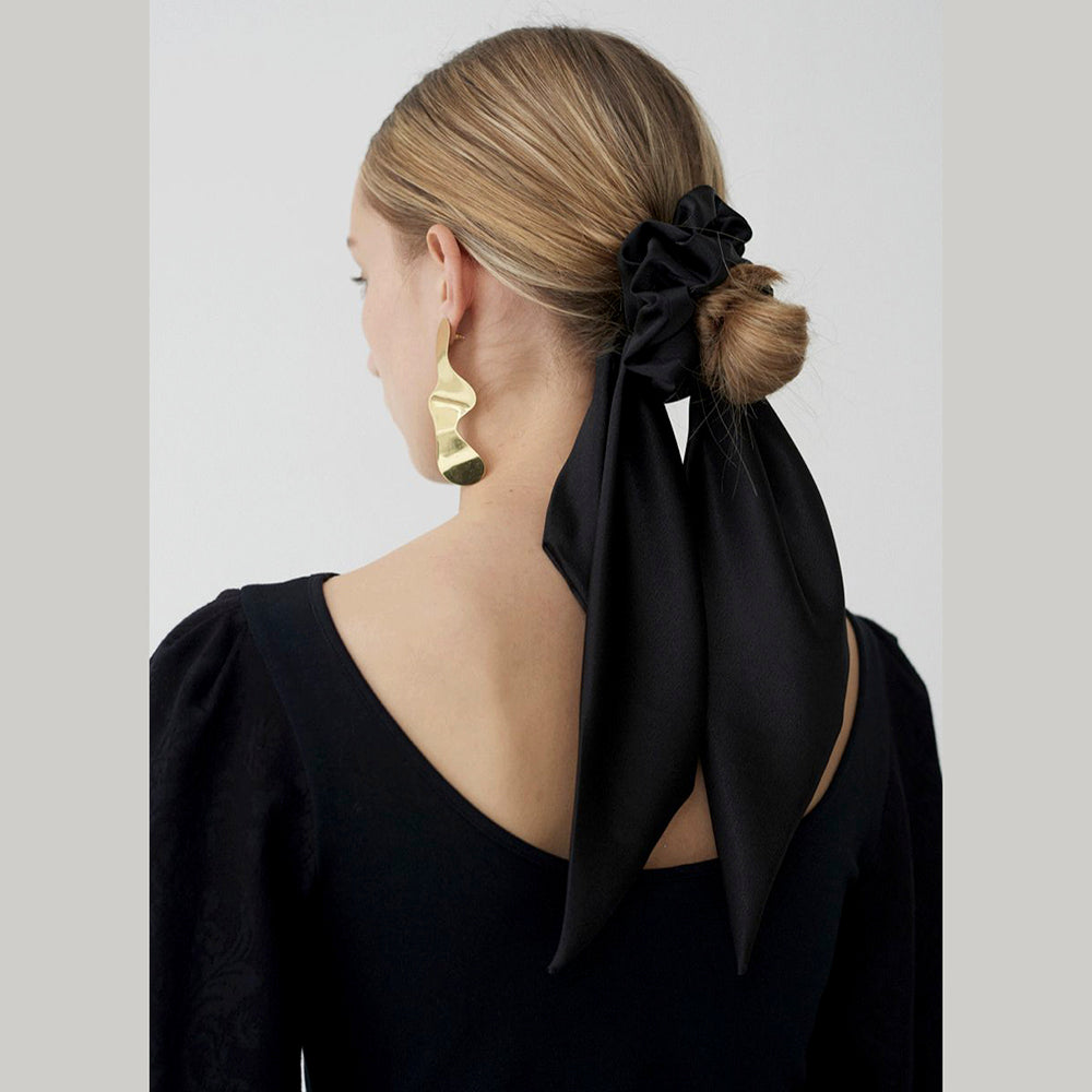 H K Fashion Assorted Color Long Tail Satin scrunchies