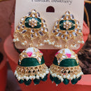 H K Fashion Gold Plated Kundan Stone & Beads Jhumki Earrings