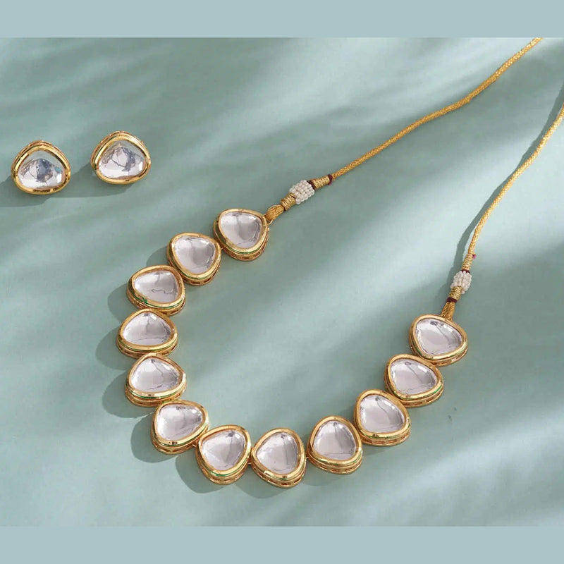 H K Fashion Gold Plated Kundan Stone Choker Necklace Set