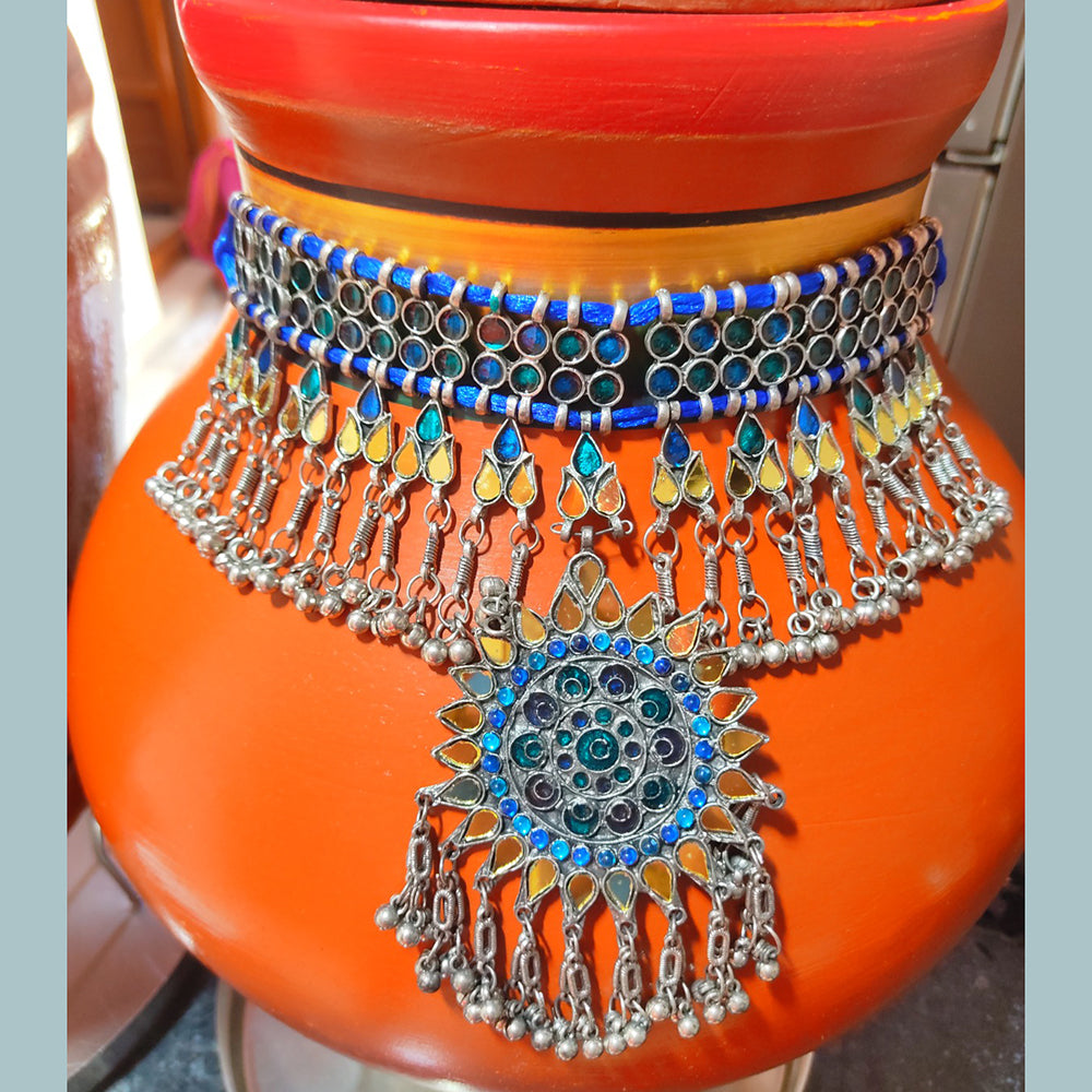 H K Fashion Silver Plated Pota Stone Necklace Set