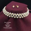 H K Fashion Gold Plated Pearl Choker Necklace Set