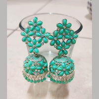 H K Fashion Silver Plated Crystal Stone Jhumki Earrings