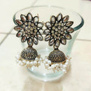 H K Fashion Gold Plated Crystal Stone Jhumki Earrings