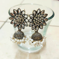 H K Fashion Gold Plated Crystal Stone Jhumki Earrings