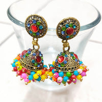 H K Fashion Gold Plated Austrian Stone Jhumki Earrings