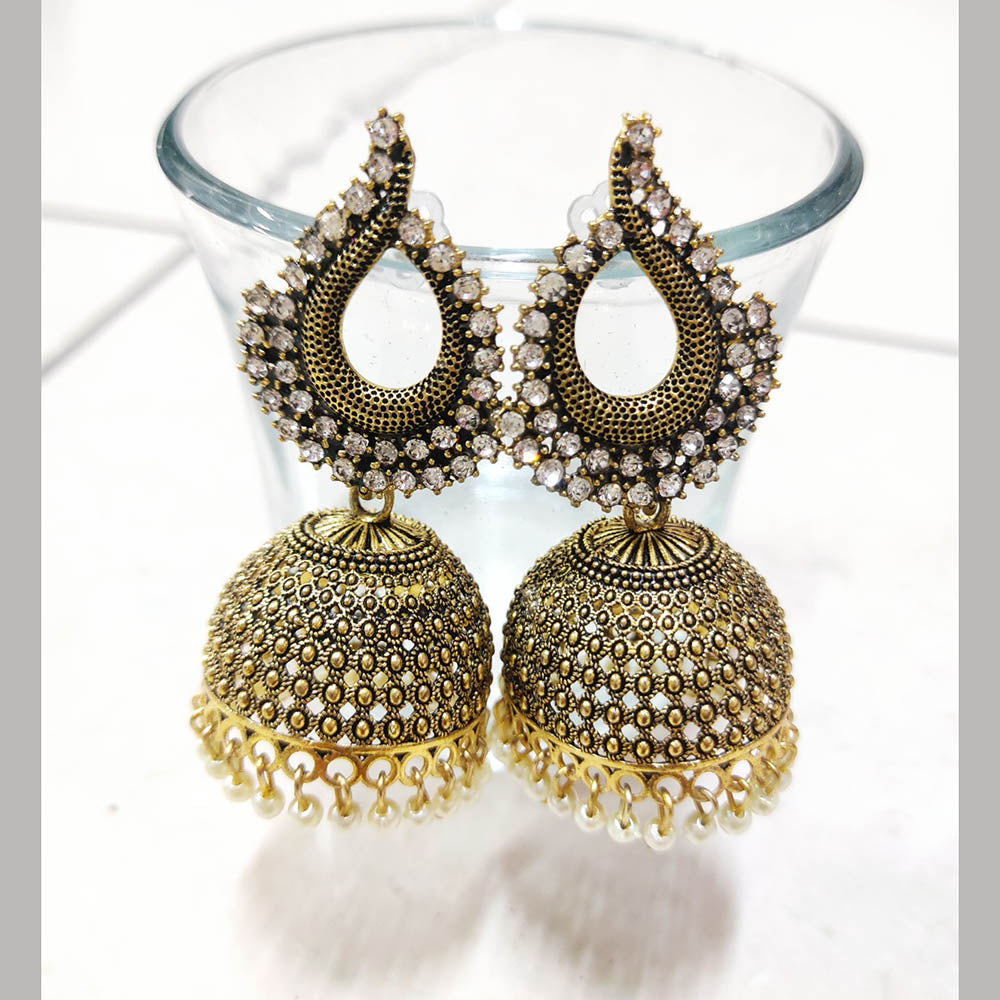 H K Fashion Gold Plated Austrian Stone  Jhumki Earrings
