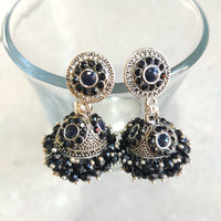 H K Fashion Gold Plated Austrian Stone  Jhumki Earrings