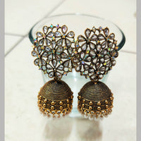 H K Fashion Gold Plated Crystal Stone  Jhumki Earrings