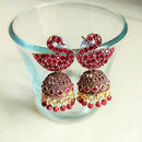 H K Fashion Rose Gold Plated Swarovski Diamond Jhumki Earrings