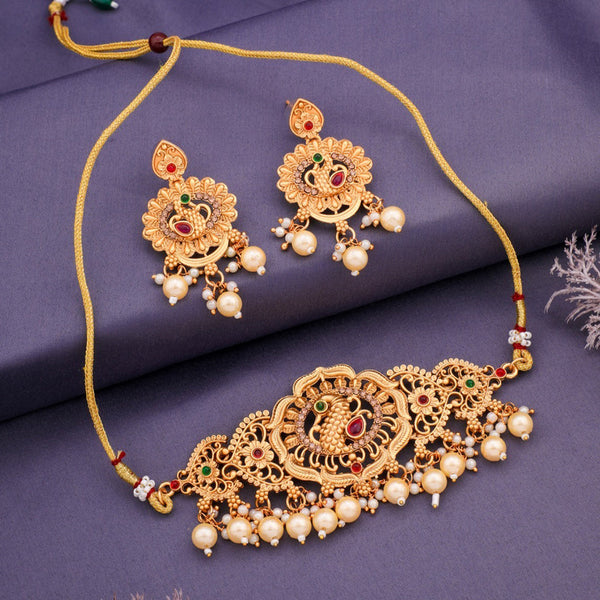H K Fashion Pota Stone Choker Necklace Set