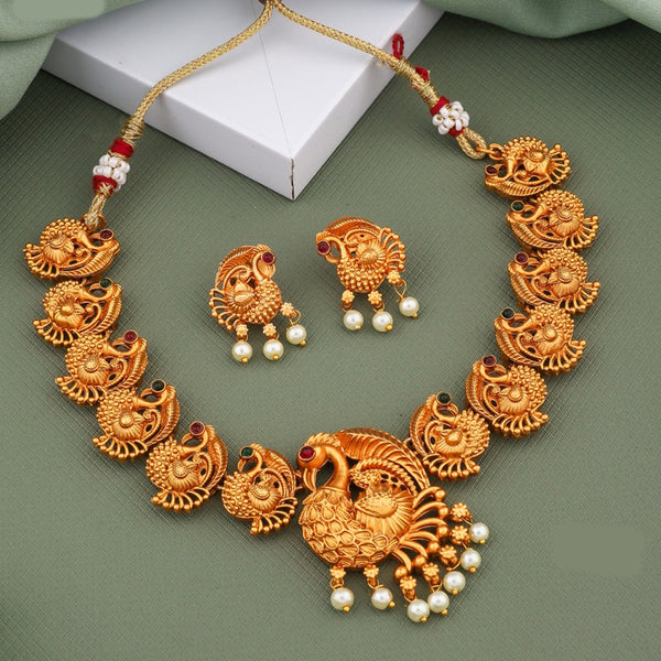 H K Fashion Gold Plated Peacock Necklace Set