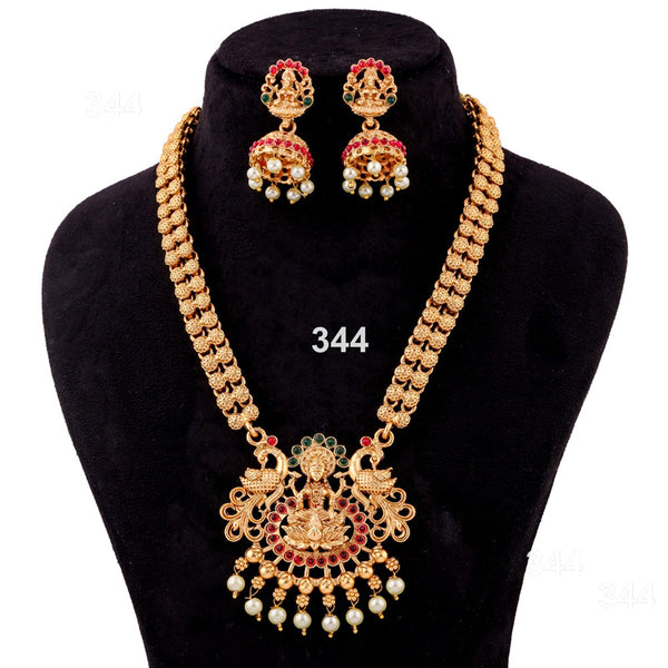 H K Fashion Gold Plated Temple Long Necklace Set