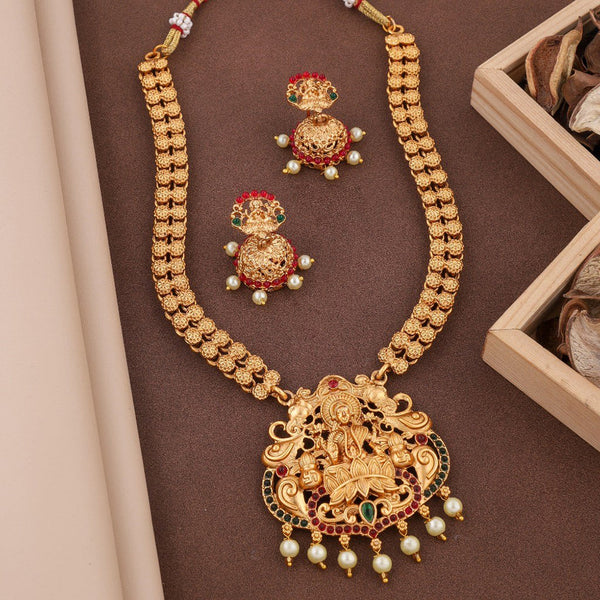 H K Fashion Gold Plated Temple Long Necklace Set