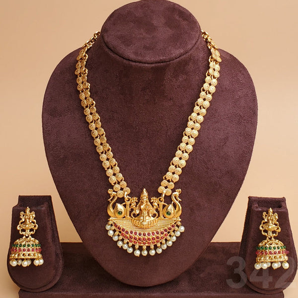 H K Fashion Gold Plated Temple Long Necklace Set