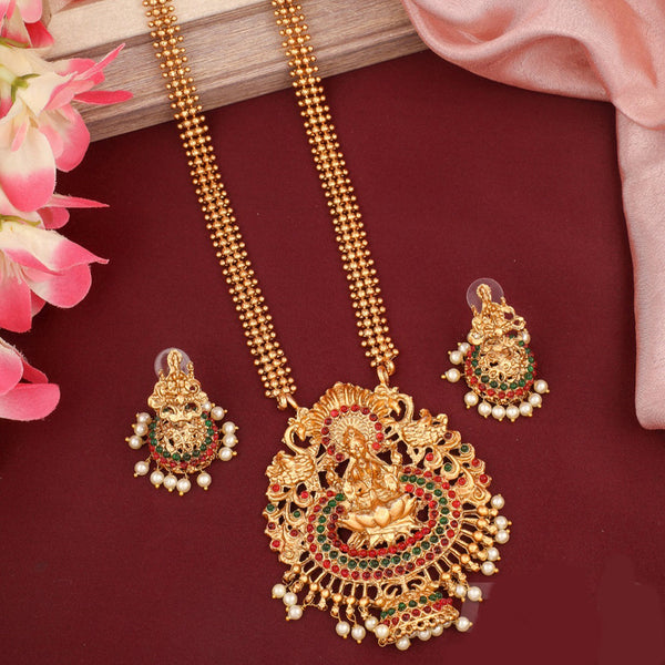 H K Fashion Gold Plated Temple Long Necklace Set