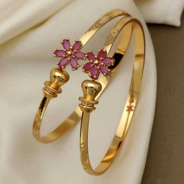 H K Fashion Gold Plated Crystal Openable Kada