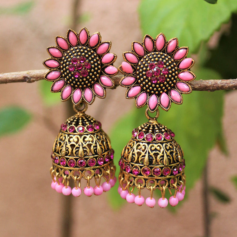 H K Fashion Gold Plated Pearl Jhumki Earrings