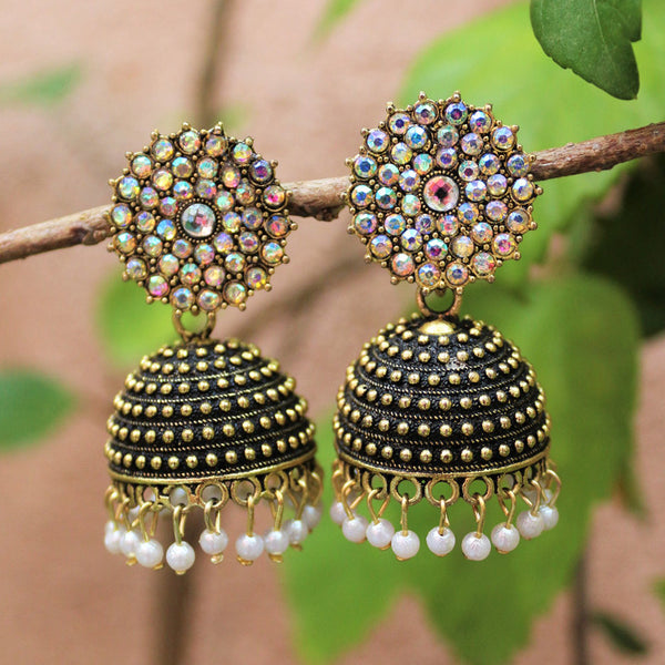 H K Fashion Gold Plated Pearl Jhumki Earrings