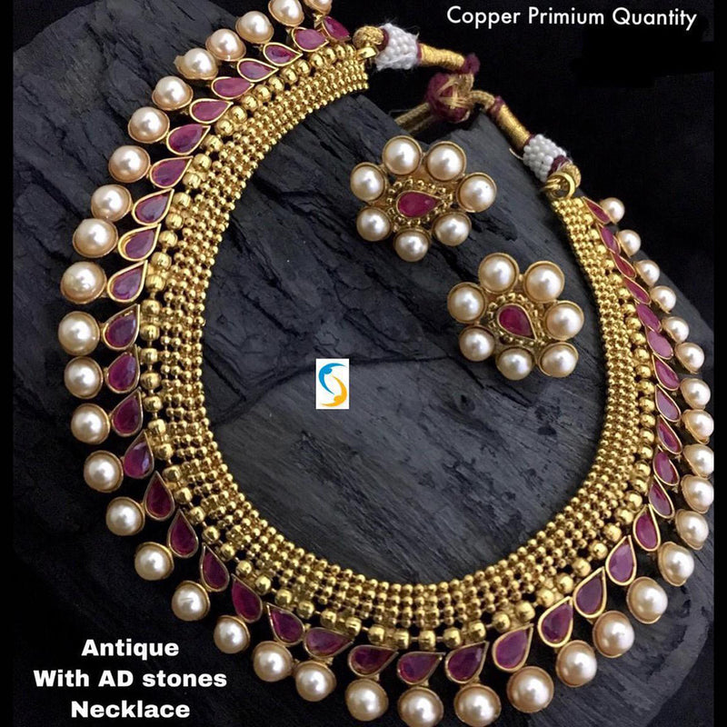 India Art Pota Stone Gold Plated Necklace Set