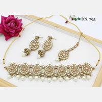 India Art Kundan Stone & Beads Gold Plated Necklace Set